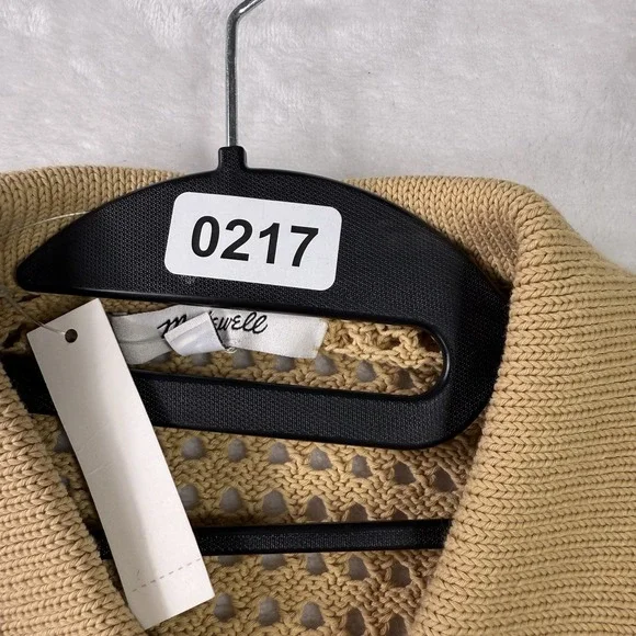 Madewell Polo Cardigan Sweater Womens Large Beige Eyelet Knit 100% Cotton NWT - Picture 11 of 11